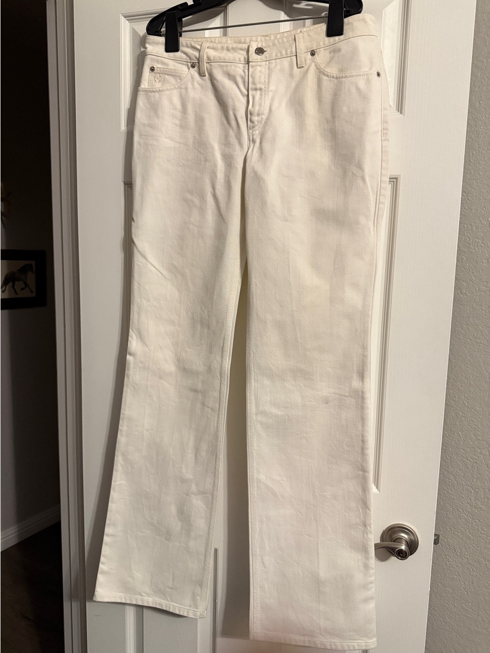 Louis Vuitton Off White Denim Jeans size 10, just in time for Summer 36” inseam